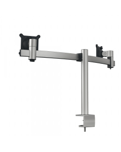 Supporto da tavolo per 2 monitor. Per monitor da 21 a 27 pollici (da 53,34 a 68,58 cm) e 3-8 kg. Con montaggio VESA 75 x 75 mm o 100 x 100 mm (standard internazionale della Video Electronics Standards Association per schermi e monitor). Rotazione del moni