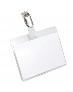 Tasca aperta per un veloce riposizionamento dell'inserto anche con clip agganciata. Clip orientabile in plastica colorata. Fornito con cartoncino certificato pefc.