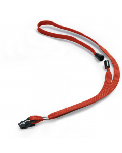 Cordoncino in tessuto larghezza 10mm con chiusura di sicurezza e clip finale a pinza per l'aggancio a portabadge. Lunghezza 44 cm. Adatto al pass di sicurezza 8118 e tutti i badge durable dotati di asola di aggancio.