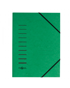 Cartellina, per documenti in formato A4, in robusto cartone pressato da 335gr, con elastico angolare nero per l’archiviazione sicura dei documenti senza fori. Diverse opzioni di piegatura in funzione del volume di fogli, area per marcatura personalizzata.