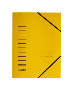 Cartellina, per documenti in formato A4, in robusto cartone pressato da 335gr, con elastico angolare nero per l’archiviazione sicura dei documenti senza fori. Diverse opzioni di piegatura in funzione del volume di fogli, area per marcatura personalizzata.