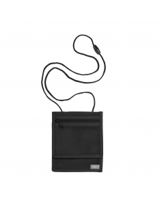Portadocumenti da collo "Basic", 16x13 cm, in nylon, con resistente cordoncino dotato di sgancio di sicurezza antisoffocamento, scomparto per banconote e chiusura a cerniera sul lato frontale; scomparto sul retro, 2 facciate per banconote, 2 facciate con 