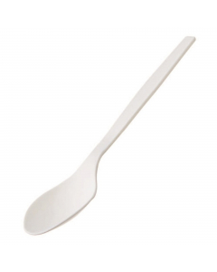 Cucchiaio realizzato in CPLA , ovvero PLA Cristallizzato, polimero derivato del mais resistente fino a 85°C. Biodegradabile e compostabile secondo norma EN13432. 
• Dimensioni : 16 cm
• Peso unitario: 4.56gr
• Colore: bianco
