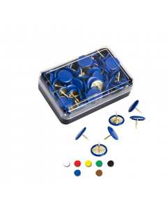 Puntine da disegno colorate Inflex antiruggine protette dalla testa di plastica e dall’ottonatura sull’intero corpo metallico. Colori vivaci
e brillanti.
