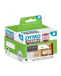 Rotolo di etichette permanenti LabelWriterTM DURABLE INDUSTRIAL in carta bianca multiuso 25x89mm (350et x rotolo). Utilizzabili con le stampanti per etichette LABELWRITER : sono caratterizzate da un adesivo per uso industriale e sono resistenti allo scolo
