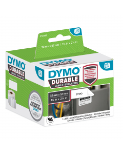 Rotolo di etichette permanenti LabelWriterTM DURABLE INDUSTRIAL in carta bianca multiuso 57X21mm (800et x rotolo). Utilizzabili con le stampanti per etichette LABELWRITER : sono caratterizzate da un adesivo per uso industriale e sono resistenti allo scolo