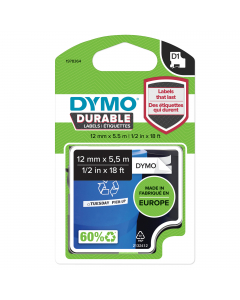Le etichette permanenti DYMO D1 DURABLE sono caratterizzate da un adesivo per uso industriale e sono resistenti allo scolorimento, al distacco e all'abrasione dovuti a luce UV del sole, caldo fino a 80¦C, freddo fino a -40¦C, umiditÓ e detergenti. Le etic