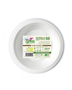 Scodelle realizzate in polpa di cellulosa, compostabile e biodegradabile in conformità alla norma EN 13432. Idonee per essere usate in microonde (max 800w per 2'), in forno (max 90°C per 15') e in freezer. Idonee al contatto con gli alimenti.
• Scodella 4