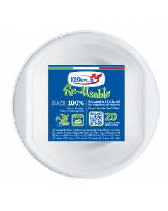 Scodelle in PS REUSE. Capacità 630ml. Colore: bianco. Materiale: Polistirene. Riciclabile 100%. Riutilizzabile, testato per 20 lavaggi.  Max 90°C per 15 minuti. Non adatto all'uso nel forno.
