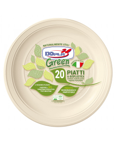 Piatti color avorio realizzati in Mater-Bi compostabile. Non Idonei per essere usati in forno; adatti in microonde max 500W per 2 minuti. Idonei al contatto con gli alimenti. Per alimenti Max 70°C.
• Piatti frutta diametro 170mm
• Peso unitario 6gr
• Adat