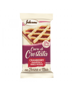 Cuor di crostata con farcitura di cranberry, amarena e ribes rosso, con farina di mais. In pratica monoporzione da 60gr.