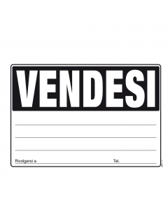 Cartello Vendesi. Cartello in cartoncino in confezione assortita nei colori assortiti. Formato 24 x 33cm.