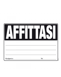 Cartello Affittasi. Cartello in cartoncino in confezione assortita nei colori assortiti. Formato 24 x 33cm.