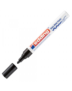 Marcatore a vernice coprente effetto smalto, permanente ed inodore. Privo di toluene/xilene. Resiste all’acqua, allo sfregamento, alle temperature fino a 400°C (bianco e argento fi no a 1000°). Aderisce a tutte le superfici lisce e porose: vetro, plastica