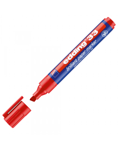 Marcatore indelebile brillante universale specialmente studiato per scrivere su carta e cartone, ma idoneo anche per scrivere su plastica, metallo e vetro. Inchiostro pigmentato a base d'acqua che non passa la carta. Punta scalpello 1,5-5,0mm. Colore: ros