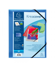 Cartellette 3 lembi con elastici di chiusura  
Ppl traslucido  500 micron - F.to 24x32 cm per A4. Colore  blu.