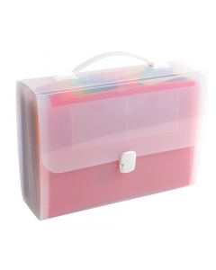 Dotato di 2 portaetichette per inserire biglietti da visita o identificare il contenuto. Maniglia rigida, chiusura con  bottone Formato esterno 33x29cm.