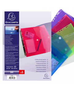 Cartelle busta forata chiusura con velcro 
Ppl liscio 200 micron - F.to 24x32 cm per A4