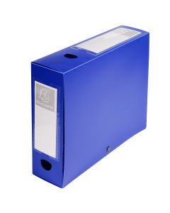 Scatole archivio box con bottone realizzate in polipropilene 700 micron opaco. Porta etichetta sopra le 2 facciate per l’archiviazione orizzontale o verticale.