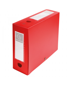 Scatole archivio box con bottone. Realizzate in polipropilene 700 micron opaco.
 Porta etichetta sopra le 2 facciate per l’archiviazione orizzontale o verticale.