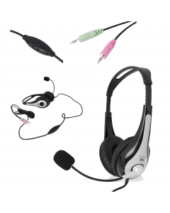 Cuffie stereo con microfonoto e controllo volume adatte per ascoltare musica, gicocare e fare telefonate via Internet. Cavo intrecciato di nylon che non si aggroviglia con due connettori 3,5mm. Le cuffie sono dotate di auricolari imbottiti per il comfort 