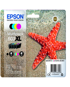 Cartucce di inchiostro Epson Multipack BK/C/M/Y serie 603XL Stella Marina,  C/M/Y 4ml cad / K 8,9ml