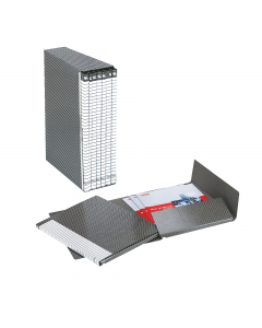 Gruppo Delso Line composto da 6 cartelle a 2 lembi (dorso 1,5 cm; dimensioni 25x32 cm) raggruppate in un'unica custodia e realizzate in robusto fibrone da 1,2 mm stampato e plastificato. La custodia, in fibrone da 0,9 mm stampato, è dotata di bande latera