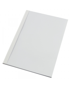 Cartelline A4 con fronte trasparente 150mic e retro in cartoncino bianco lucido da 215gr.