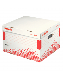 Scatole archivio di alta qualità dotate di un sistema di assemblaggio facile e veloce e AUTOMONTANTE. Dotate di doppia chiusura sul dorso per evitare rotture del foro di presa; doppie pareti e doppio fondo per la massima tenuta. Realizzate  con il 100% di