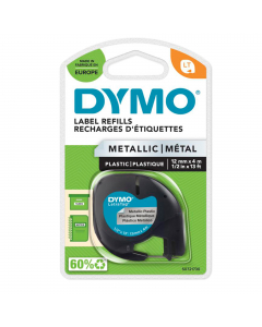 Nastro metallizzato per stampa a trasferimento termico. Compatibile con Dymo Letratag.