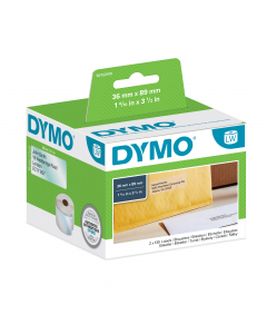 Rotolo etichette adesive permanenti in plastica trasparente per indirizzi estesi 89x36mm. 260 etichette/rotolo. Utilizzabili con le stampanti per etichette labelwriter.