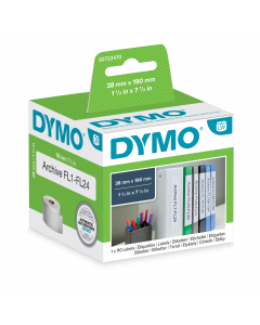 Rotolo etichette adesive permanenti in carta bianca per registratori dorso 5cm e spedizione pacchi. 110 etichette/rotolo 38x190mm. Utilizzabili con le stampanti per etichette labelwriter.