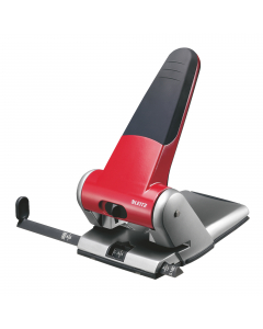 Perforatore a 2 fori passo 8cm con guida regolabile. Forma ergonomica e inserti in gomma soft grip consentono una presa sicura e uno sforzo ridotto per la perforazione. Dotato di dispositivo bloccaggio leva di perforazione. Foro da 5,5mm.