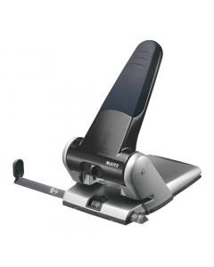 Perforatore a 2 fori passo 8cm con guida regolabile. Forma ergonomica e inserti in gomma soft grip consentono una presa sicura e uno sforzo ridotto per la perforazione. Dotato di dispositivo bloccaggio leva di perforazione. Foro da 5,5mm.