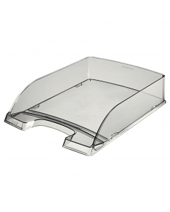 Vaschetta portacorrispondenza in PS. Bordi laterali più alti per una maggiore capacità (H70mm). Impilabile. Capacità standard nel formato A4. Dimensioni: 255x360x H70mm.
