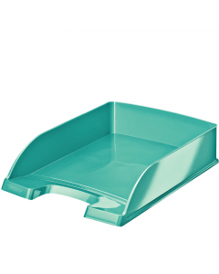Vaschetta Plus Wow in robusto polistirene, sovrapponibile in verticale o a sbalzo. Contiene documenti fi no al formato 22x30cm. Dimensioni: 25,5x35,7x7cm.