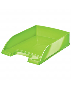 Vaschetta Plus Wow in robusto polistirene, sovrapponibile in verticale o a sbalzo. Contiene documenti fi no al formato 22x30cm. Dimensioni: 25,5x35,7x7cm.