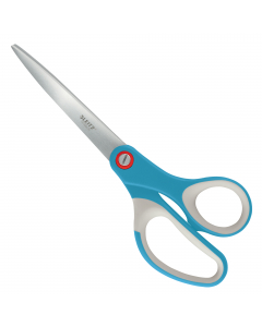 Forbici premium da 205 mm con impugnatura ergonomica. Acciaio inossidabile di alta qualità con lame rivestite in titanio. Invitante design a due colori.
