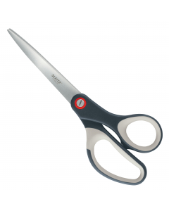 Forbici premium da 205 mm con impugnatura ergonomica. Acciaio inossidabile di alta qualità con lame rivestite in titanio. Invitante design a due colori.