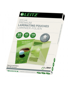 Scatola 100 pouches UDT A5 154 x 216mm 80my Leitz.