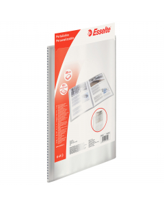 Portalistini formato A4 in polipropilene.  A buste fisse con finitura a buccia antiriflesso. Tasca frontale per la personalizzazione. 30 buste.