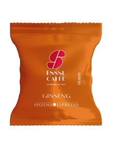 Capsule per caffè ginseng ESSSE Caffè. Ricca miscela con note di caramello, vaniglia e ginseng; ideale come bevanda energetica per affrontare la giornata di lavoro. Compatibili con macchine S12 Essse Caffè.