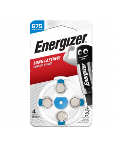Pile per apparecchi acustici 675 Zinc Air. Confezionati in blister da 4 pile