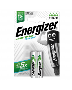 Le prime ricaricabili al mondo prodotte con una percentuale di batterie riciclate mantenendo inalterate le prestazioni, garantiscono una durata fi no a 6 volte superiore ad un'alcalina standard*. La tecnologia Energizer permette la presenza di addittivi s