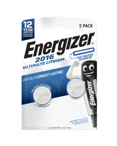 Blister 2 pile CR2016 Ultimate Lithium - Energizer Specialistiche. Pile specialistiche a bottone che garantiscono prestazioni elevate grazie alla maggiore tensione per tutta la durata della batteria. Tensione: 3V.