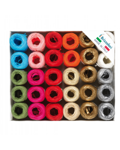Vassoio da 30 ovine rafia sintetica in colori natalizi assortiti.