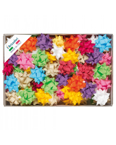 Vassoio da 100 stelle rafia sintetica in colori primavera assortiti.
