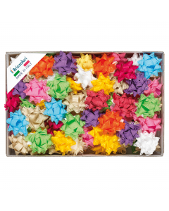 Vassoio da 30 stelle rafia sintetica in colori primavera assortiti.