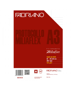 Protocollo rigato uso bollo c/margine. Carta di elevata grammatura, filigranata Miliaflex. Prodotta con il 100% di pura cellulosa ECF(Elementary Chlorine Free)-Acid Free, con riserva alcalina a garanzia di lunga conservazione-Long Life (ISO 9706). Collatu