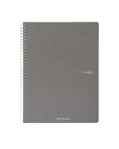 Quaderno con rilegatura a spirale elegante in argento dalla superficie opaca. 70 fogli interni in carta da 90 g/m2 microforate. Copertina in cartoncino da 290 g/m2, retrocopertina in cartoncino da 350 g/m2 che rappresenta una base solida che permette di s